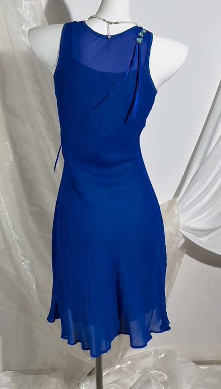 Sexy Vintage Blue Spaghetti Strap Prom & Evening Party Dress, Fitted Waist Slim Silhouette gh8567