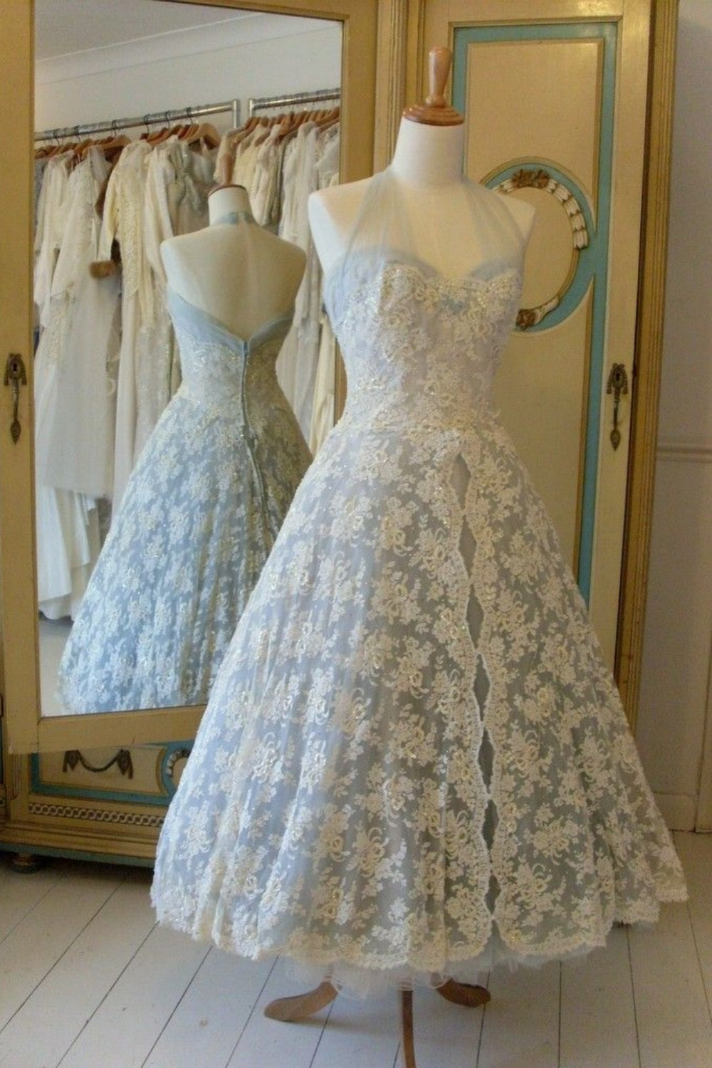 Girlhomeshops - Robe de soirée longue style rétro en dentelle avec bretelles style princesse GH5835