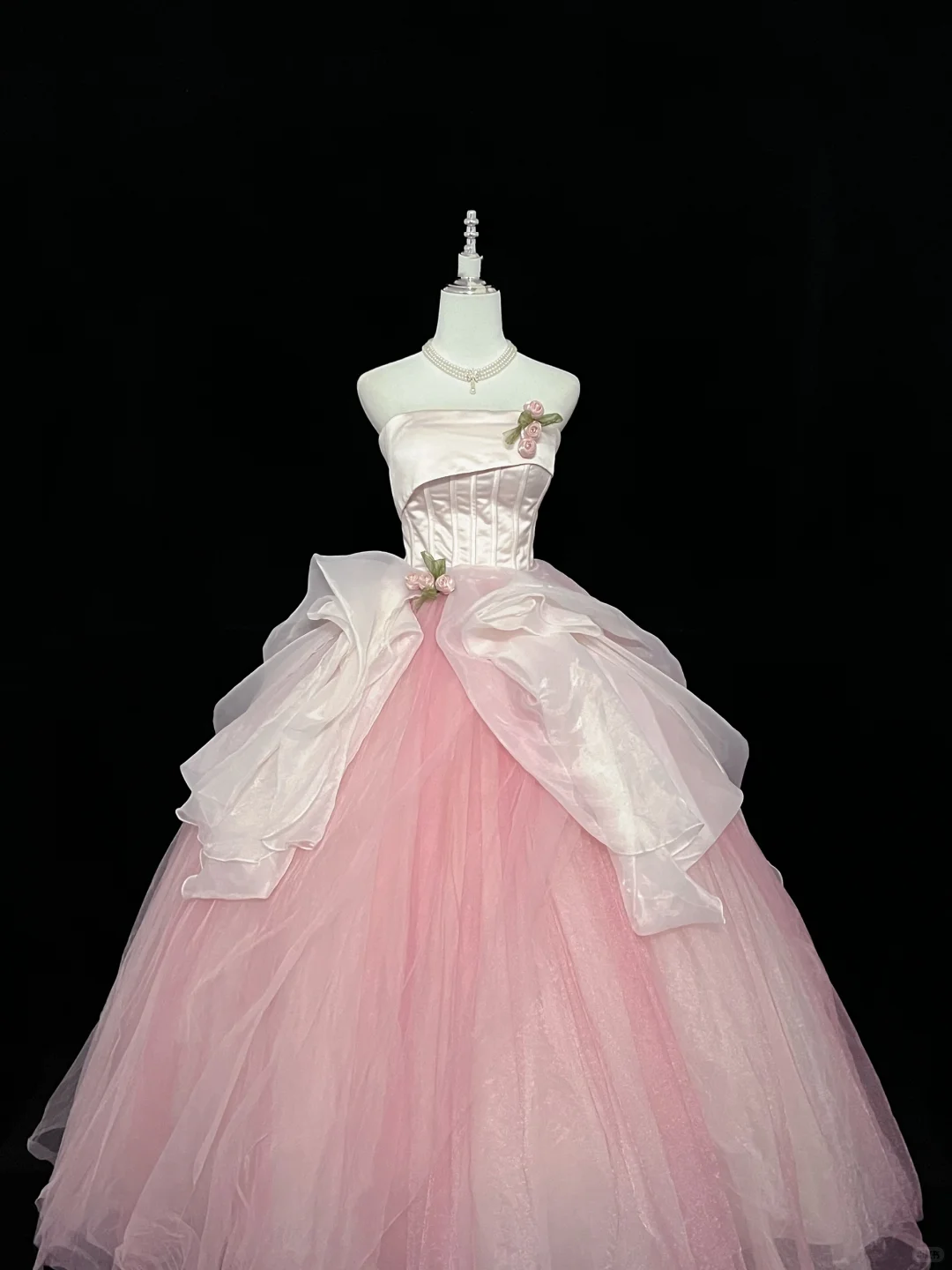 Blush Pink Strapless Cinched Waist Voluminous Princess Skirt Romantic Dress, Wedding Gown gh7922