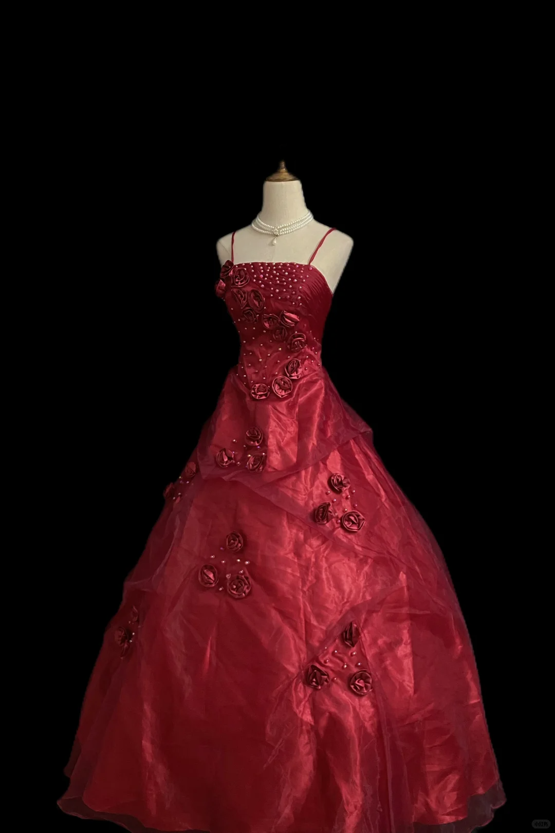Burgundy Spaghetti Strap Wedding Dress, Fitted Waist, Long Vintage Puffy Princess Skirt gh8274