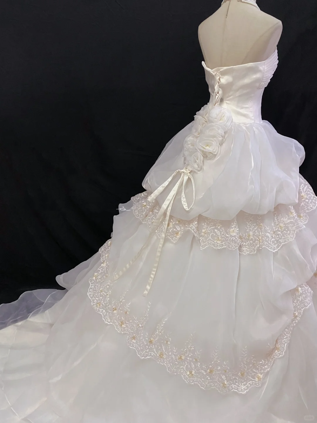 Off-White Strapless Long Elegant Romantic Gown With Voluminous Princess Skirt, Wedding Dress & Bridal Gown gh8230