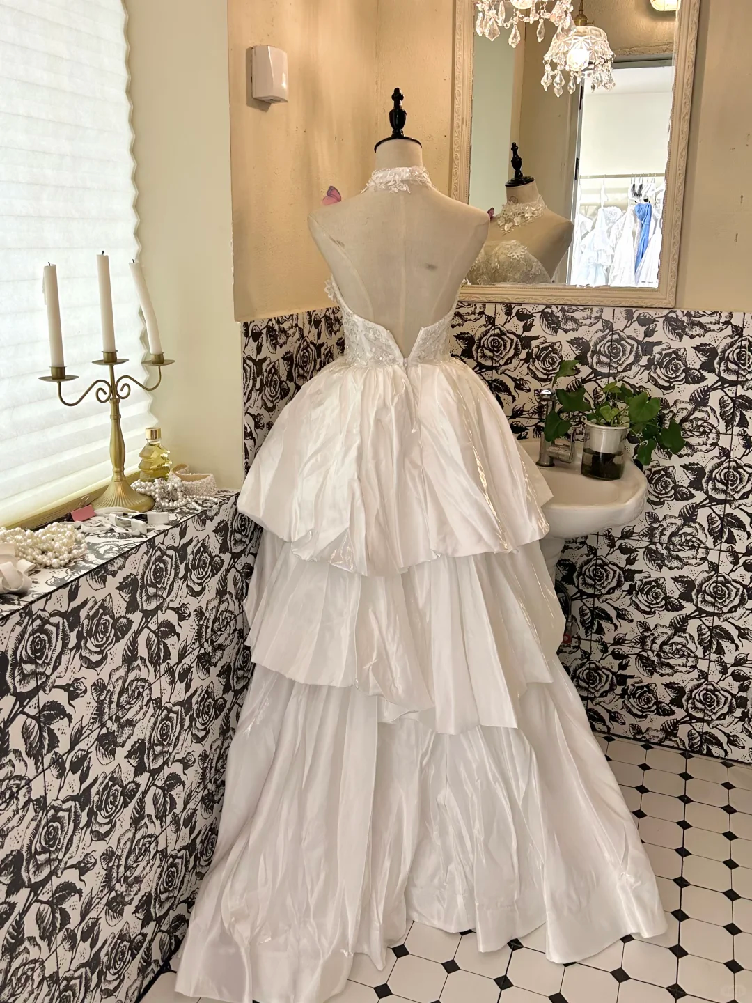 White Strapless Waist-Cinched Voluminous Tiered Skirt Classic Romantic Dress, Wedding Gown gh7660