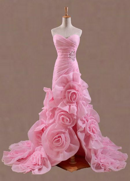Light Pink Sequined Strapless Waist-Cinched Mermaid Flared Skirt Evening Dress, Fairy Gown, Romantic Gown gh7461