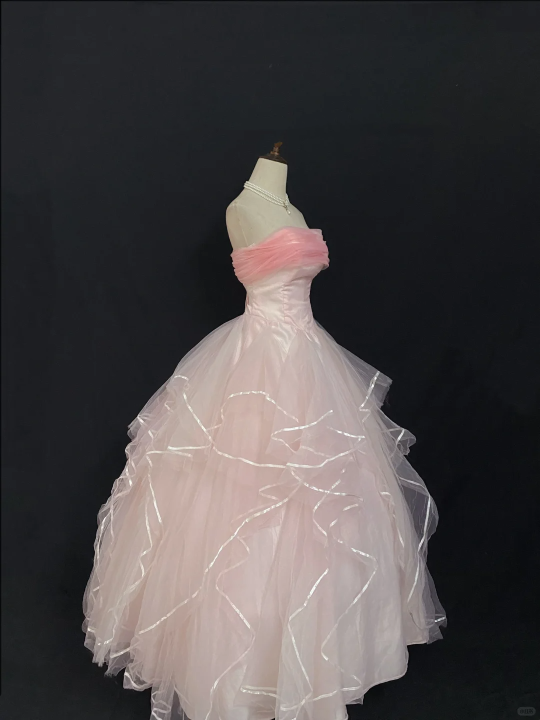 Blush Pink Strapless Long Romantic Gown, Gentle Cinched Waist, Voluminous Princess Skirt, Wedding Dress & Bridal Gown gh8288