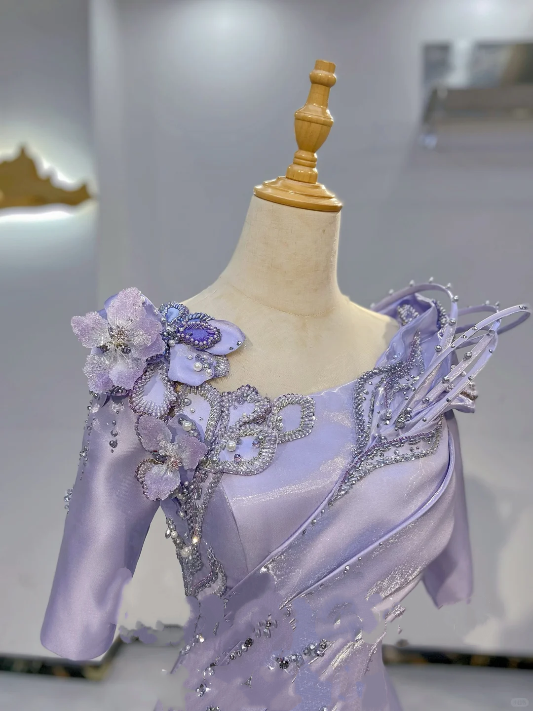 Light Purple Mid-Long Sleeve Waist-Cinched Fitted Long Evening Dress, Fairy Gown, Romantic Gown gh7406