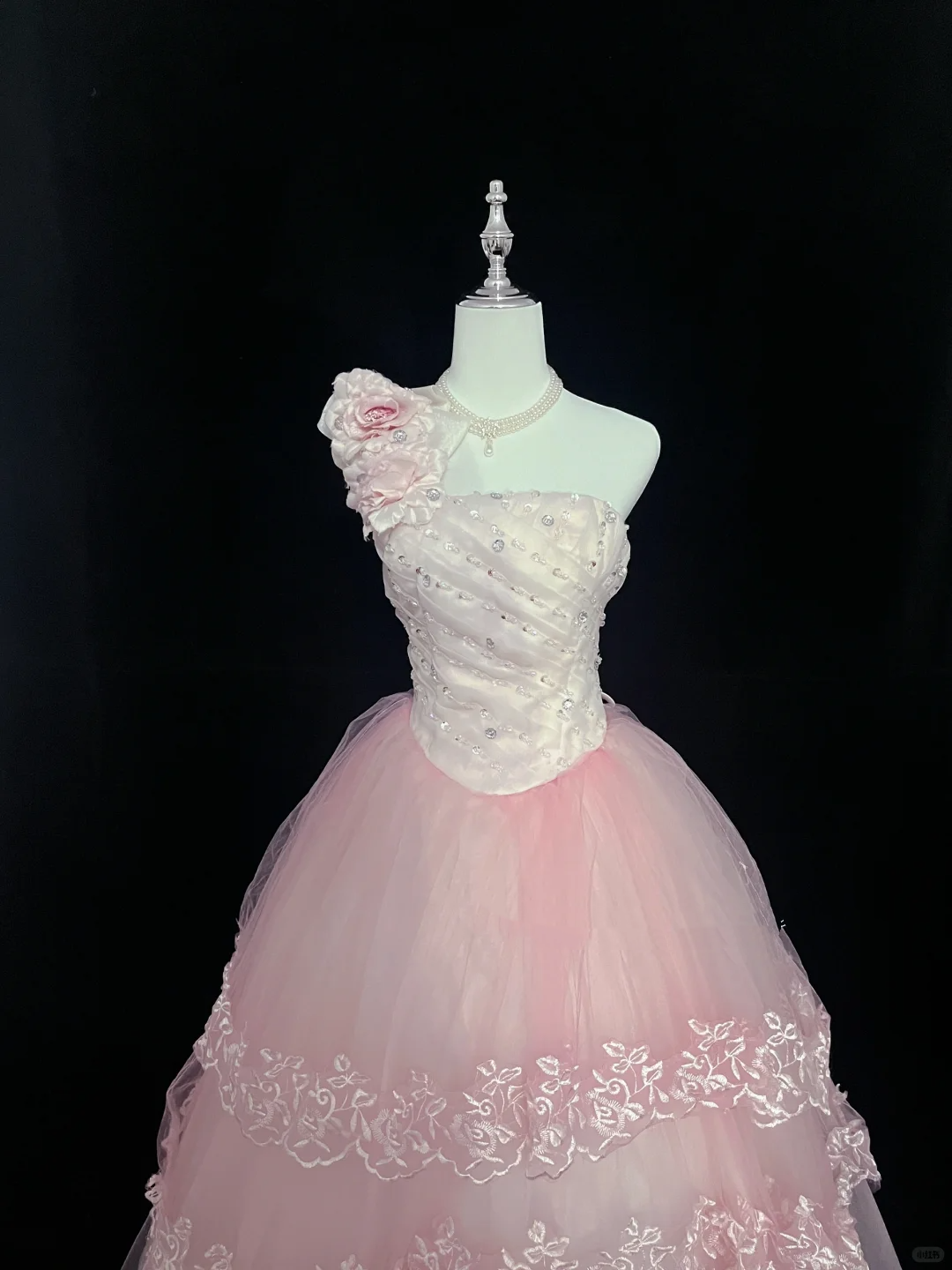 Blush Pink Strapless Cinched Waist Gradient Voluminous Princess Skirt Romantic Dress, Wedding Gown gh8074