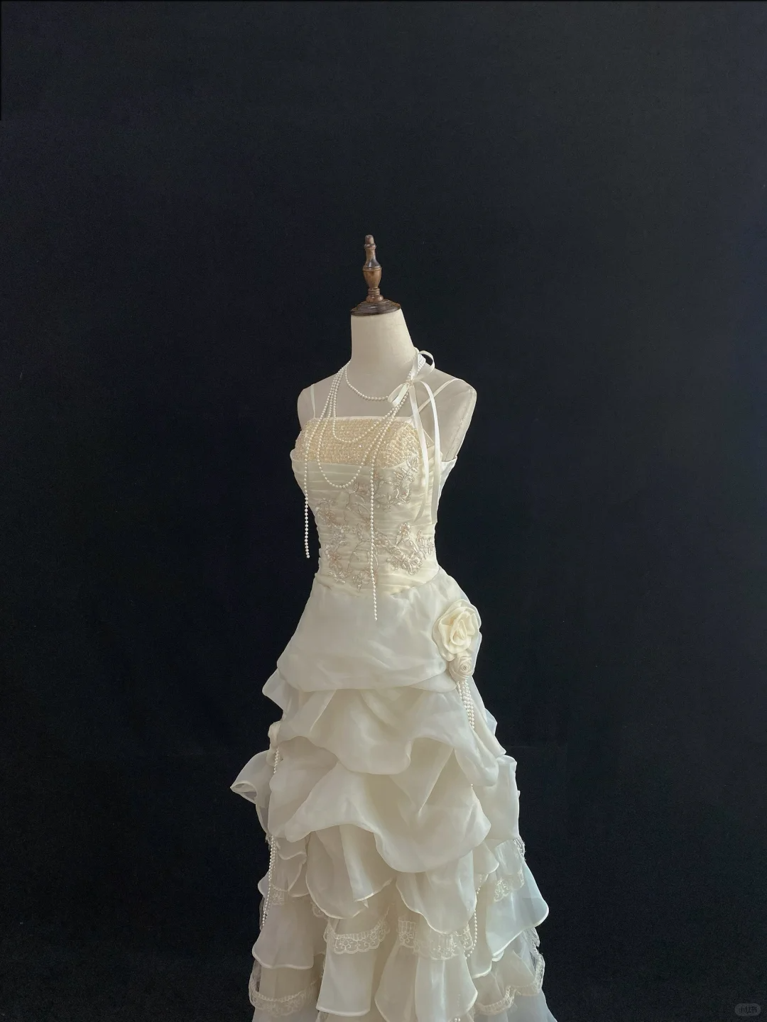 Light Apricot Spaghetti Strap Long Romantic Gown, Cinched Waist, Full Flared Skirt, Vintage Elegant Wedding Gown gh8113