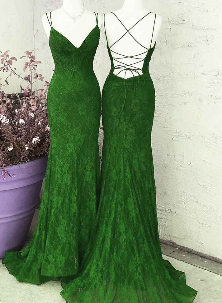 Grüne Mode Elegante Spitze Halfter Lange Meerjungfrau Schlank Ballkleid Abendkleid Hochzeit Party Kleid gh3302