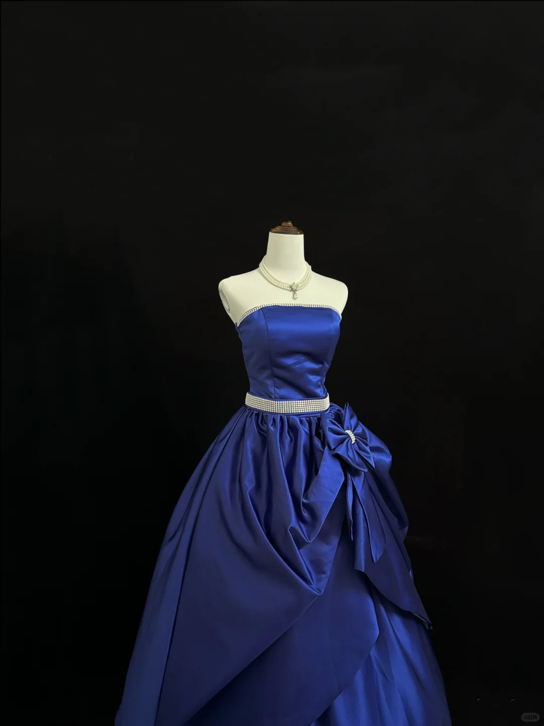 Sapphire Blue Strapless Cinched Waist Voluminous Skirt Romantic Dress, Wedding Gown gh7913