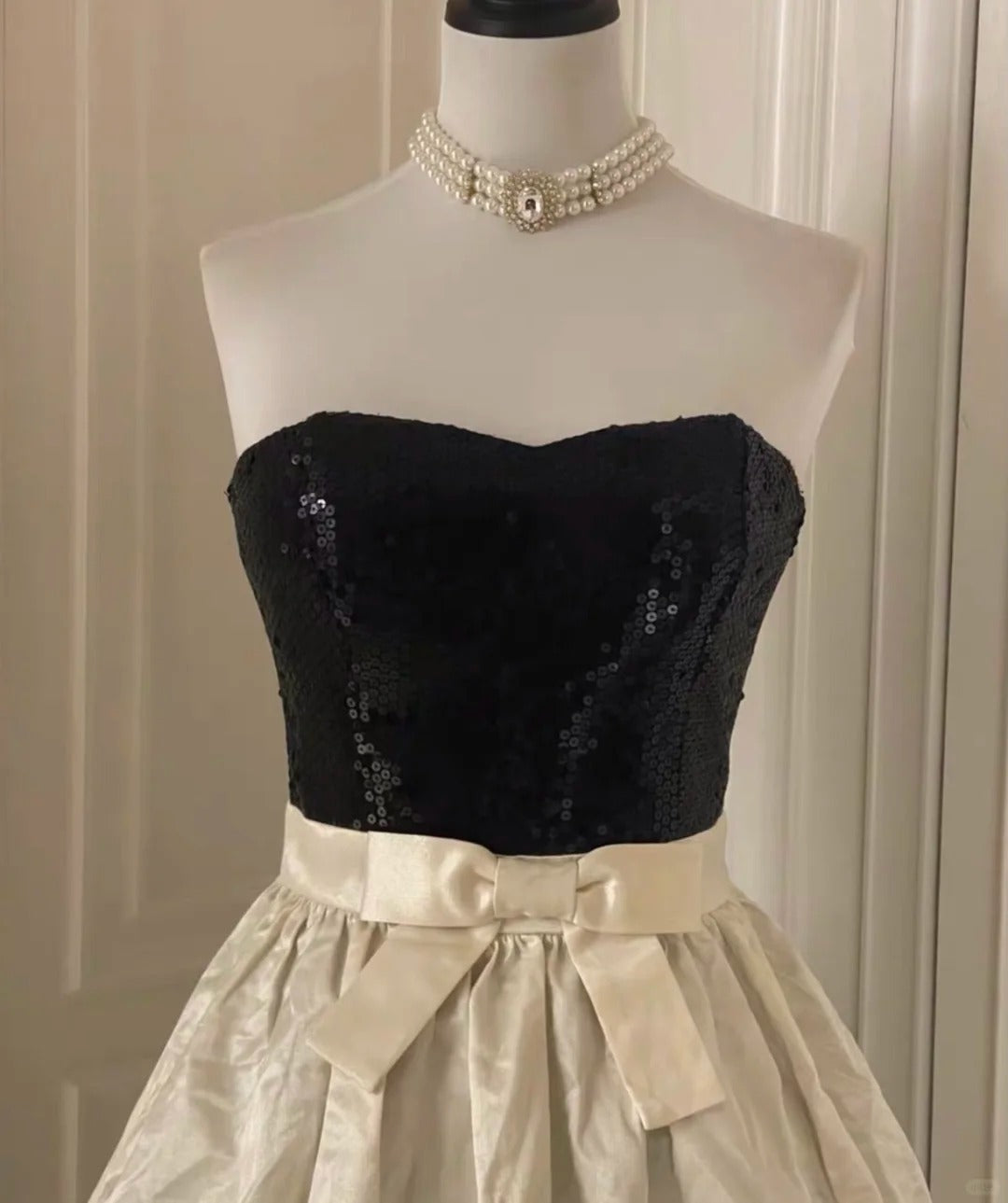 ✨White Retro Shiny Elegant Princess Short Sequin Homecoming Dress Birthday Party Dress~🖤 gh4268