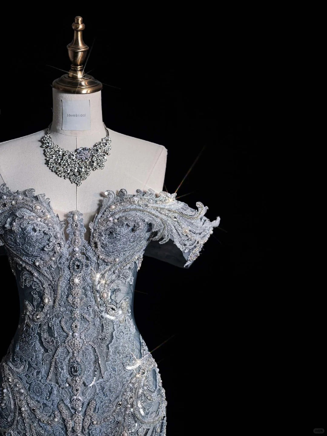 ✨💎Silver Blue Luxurious Heavy Industry Sparkling Gorgeous Elegant Exquisite Beading Stunning Long Mermaid Dress Sequin Floor Length Trailing Prom Dress Evening Dress Wedding Dress gh4114