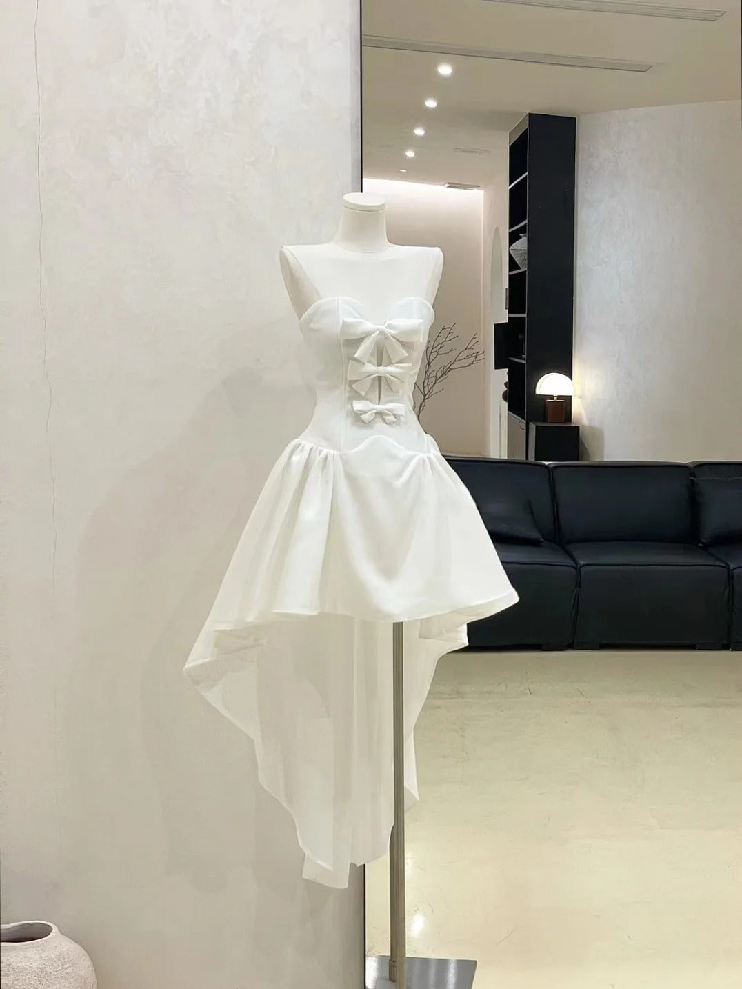 Weißes wunderschönes Prinzessinnen-Heimkehrkleid, kurzes Chiffon-Ballkleid, Abendkleid, Geburtstagskleid, gh4523