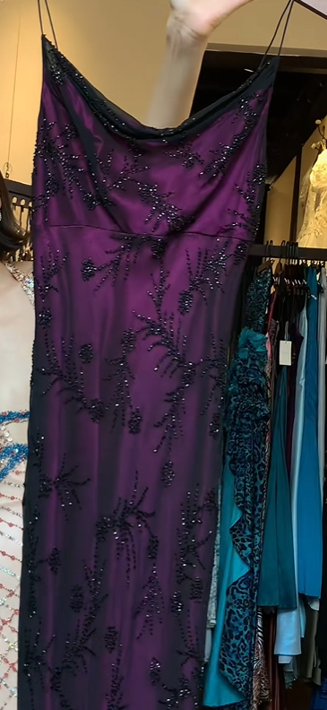 Dark Purple Ombre Spaghetti Straps Evening Gown Cowl Neck Hand Beaded Sheath Long Prom Dress gh9727