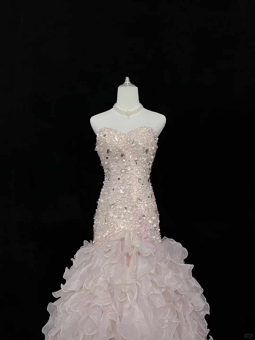 Blush Pink Sequin Strapless, Cinched Waist, Slim Bodycon Sexy Long Romantic Dress, Wedding Gown gh8079