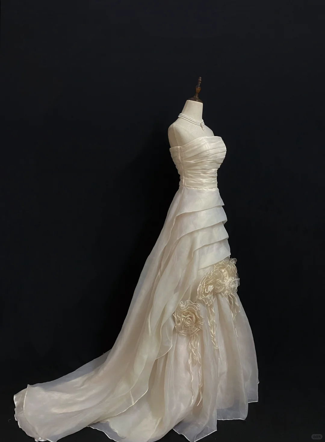Pale Yellow Strapless Sexy Vintage Floral Long Romantic Dress, Fitted Waist & Bodycon Skirt, Wedding Bridal Gown gh8297