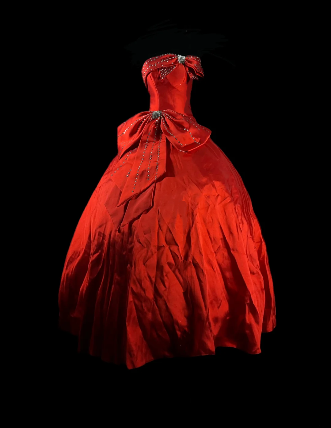 Red Strapless Waist-Cinched Voluminous Skirt Gown for Parties, Birthdays & Graduation gh7162