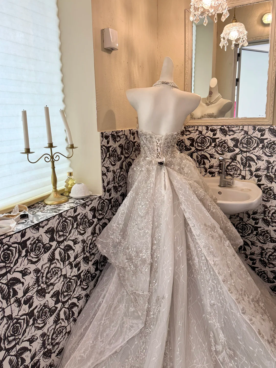 Ivory Strapless Beaded Waist-Cinched Full Flared Long Romantic Dress, Wedding Gown gh7574