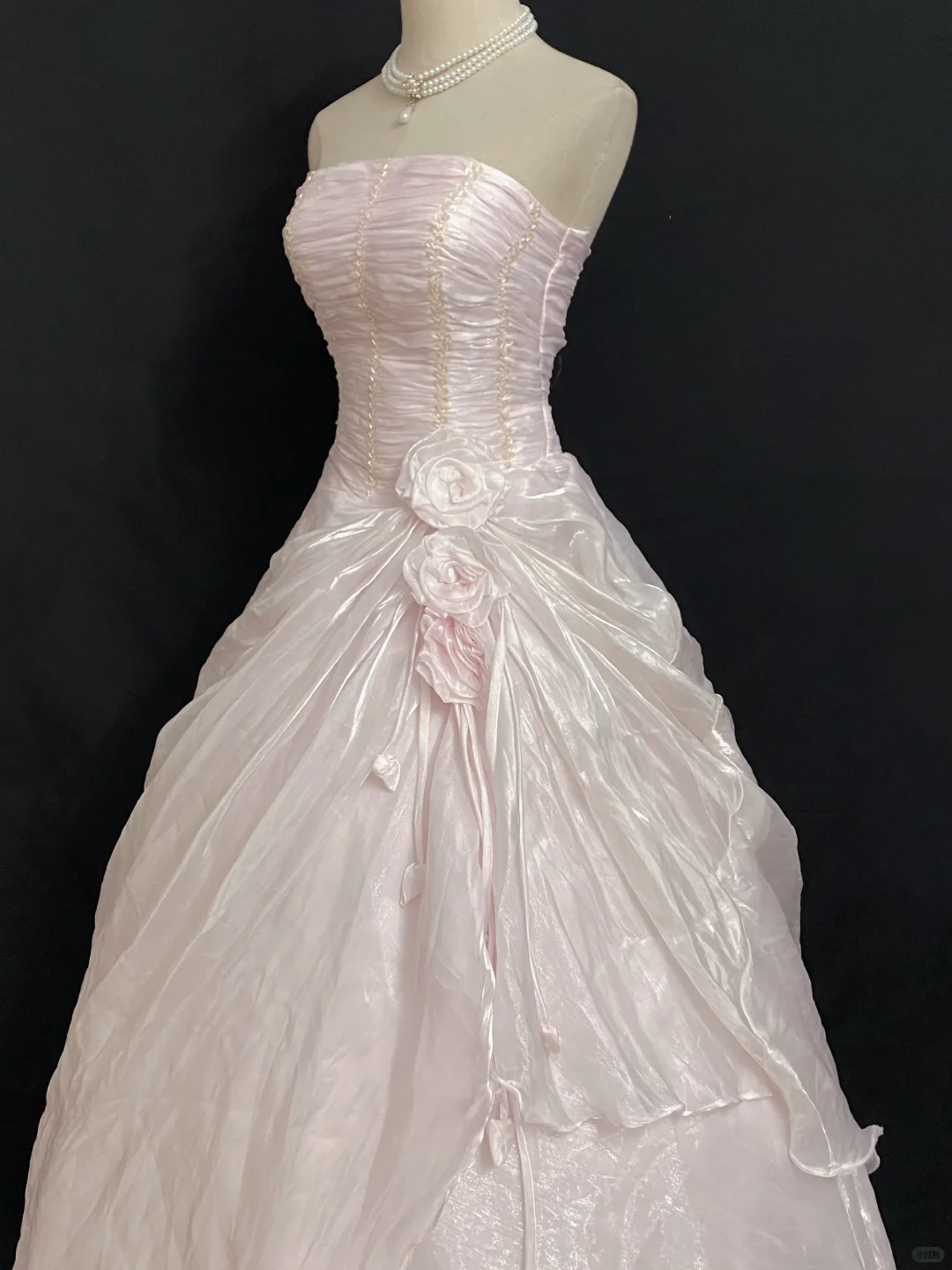Blush Pink Strapless Elegant Romantic Gown With Fitted Waist And Fluffy Princess Skirt, Wedding Dress & Bridal Gown gh8299