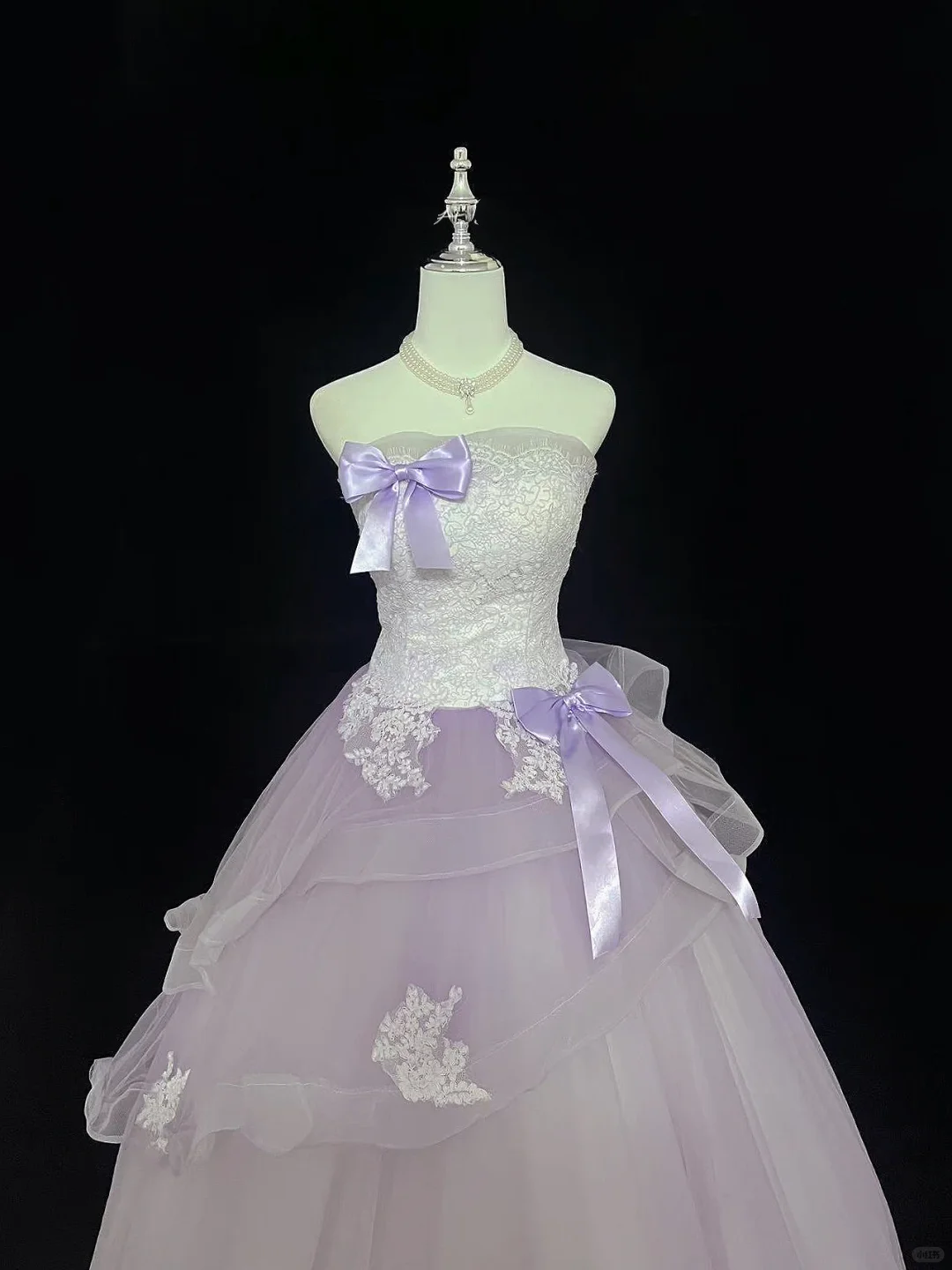 Lavender Strapless Cinched Waist Voluminous Princess Skirt Long Romantic Dress, Wedding Gown gh7989