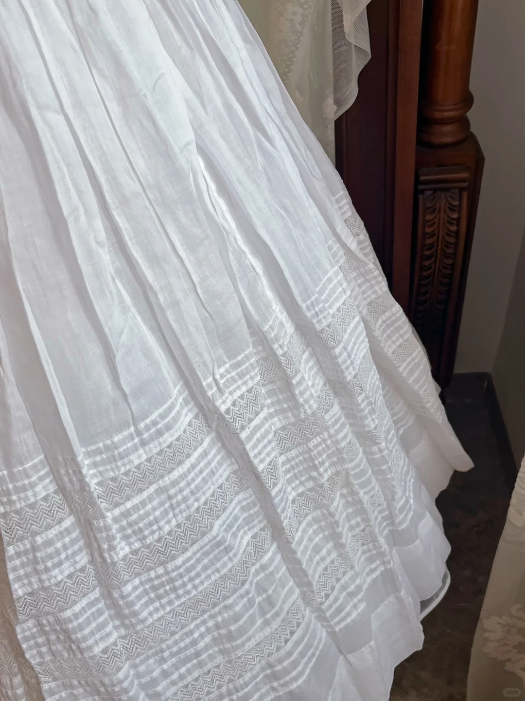 Women Retro White Formal Dress, Lace High Neck, Ruffle Cap Sleeves, Pleated Cutwork Embroidery Bodice, High Waist, Voluminous A-Line Midi Skirt, Edwardian Style Party Gown For Photoshoot gh9302