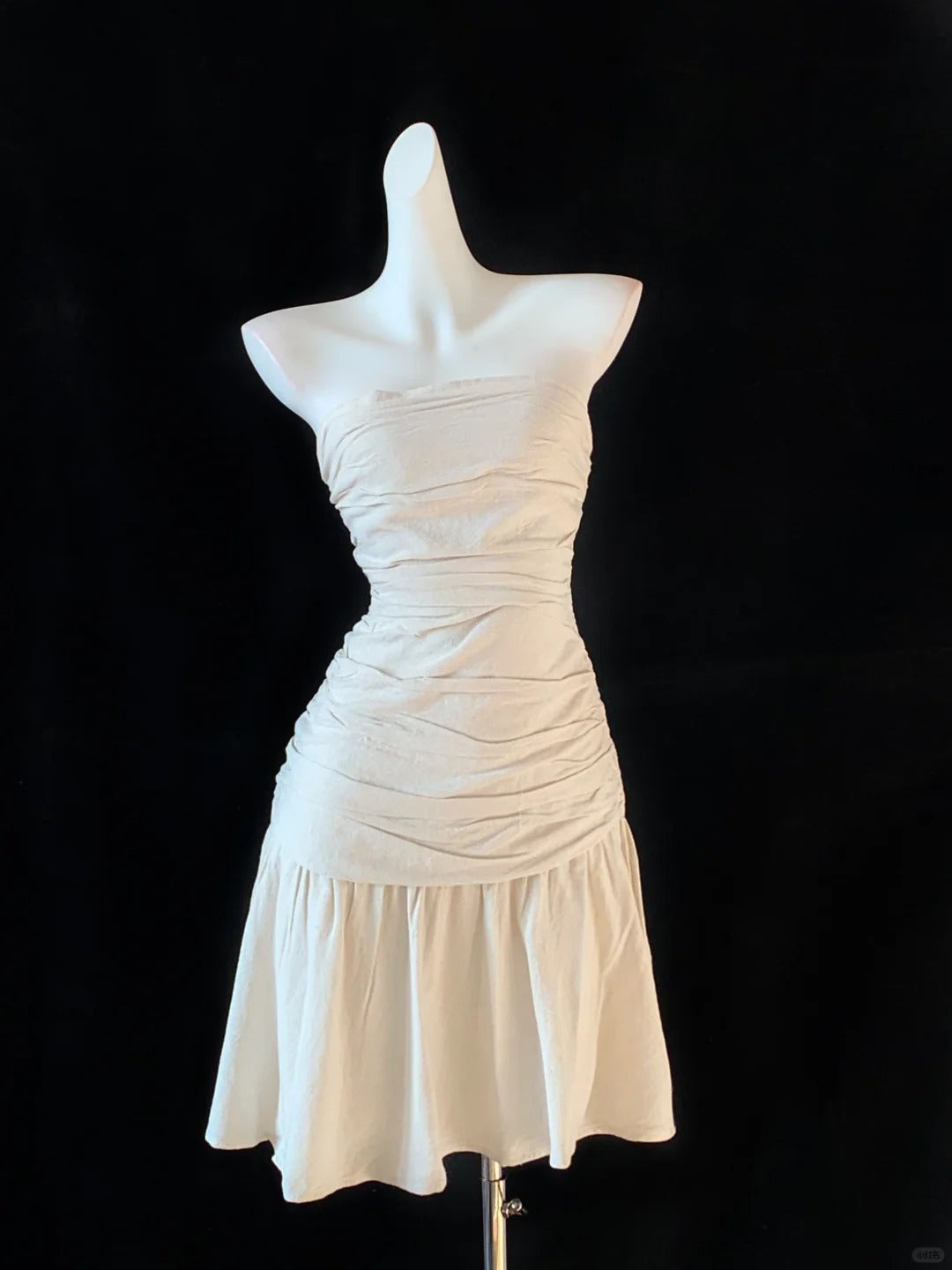 White Fashion Linen cotton Elegant Cute Tube Dress 11284 girlhomeshops White Fashion Linen cotton Elegant Cute Tube Dress 11284 girlhomeshops