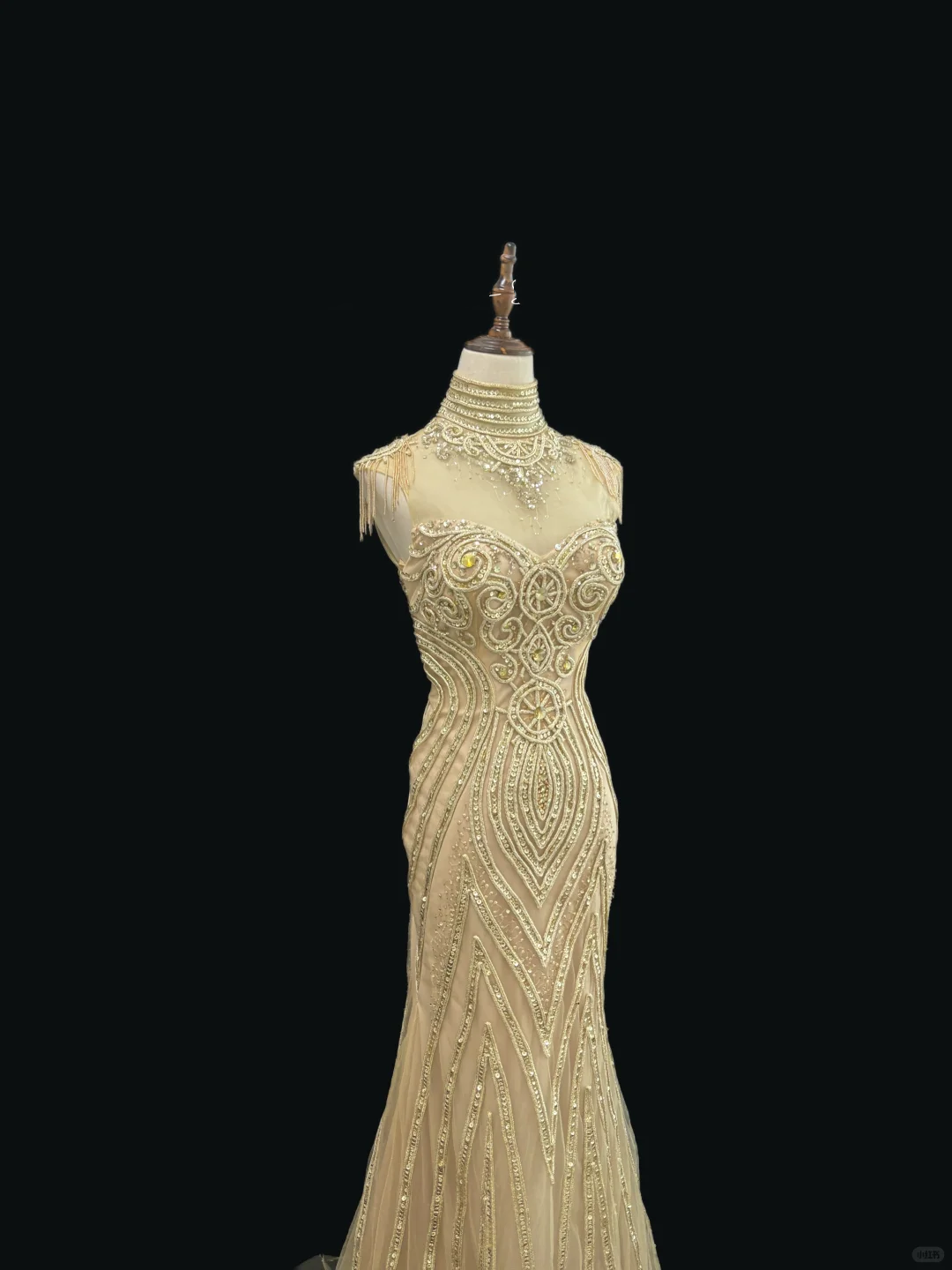 Gold Sleeveless Cinched Waist Slim Fit Sexy Mermaid Skirt Long Romantic Dress, Wedding Gown gh7954