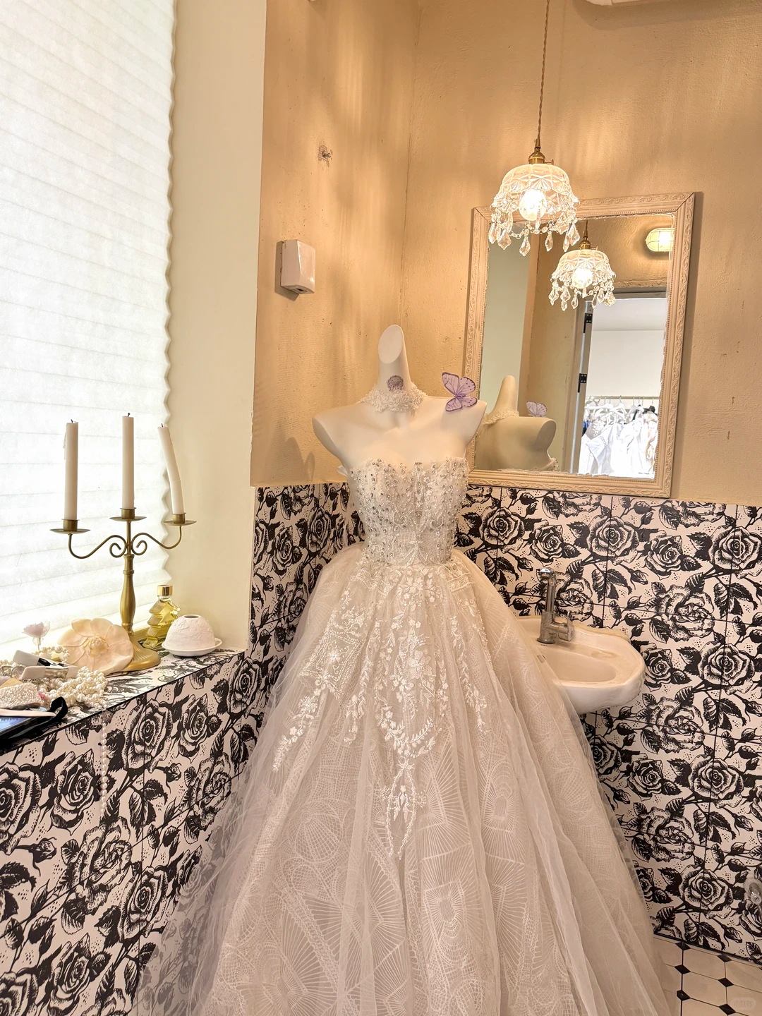 Ivory Strapless Gown With Shiny Rhinestones, Waist-Cinched Voluminous Skirt Romantic Dress, Wedding Gown gh7708