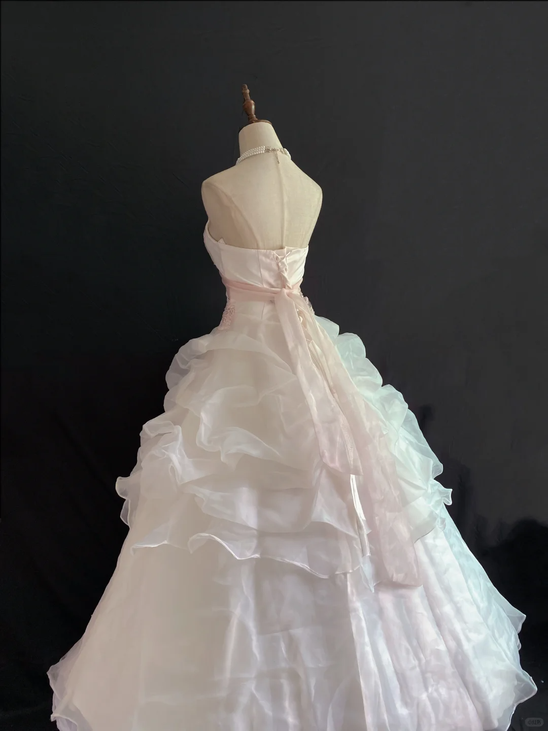 Blush Pink Strapless Romantic Gown With Bow Details, Cinched Waist & Voluminous Princess Skirt, Wedding Dress, Bridal Gown gh8260
