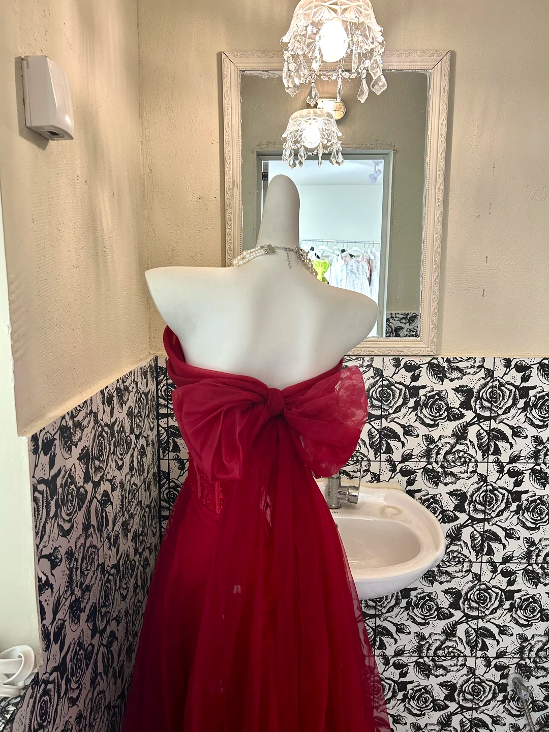 Red Strapless Waist-Cinched Boned Slimming Sexy Long Romantic Dress, Wedding Gown gh7767