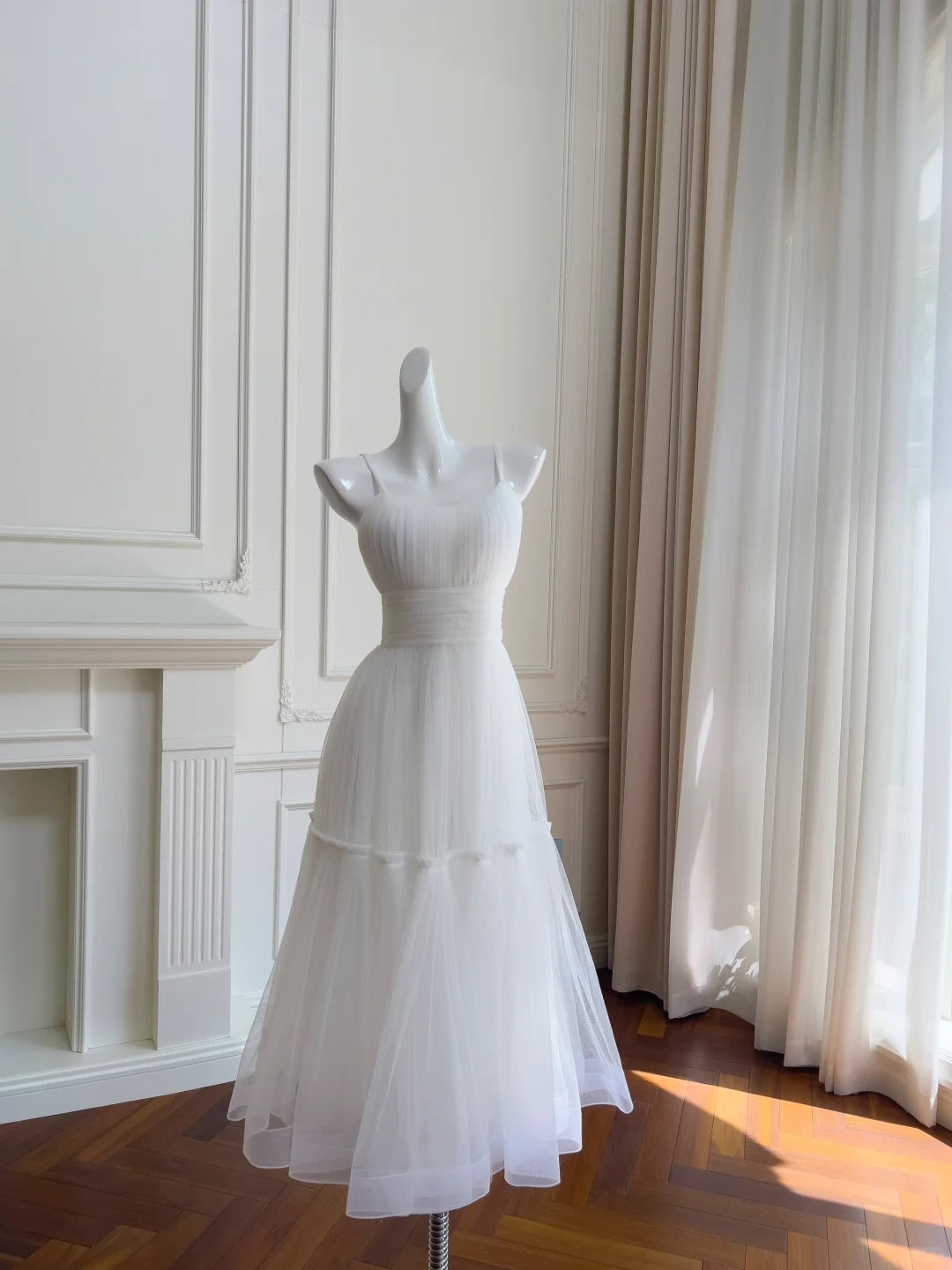 Mintgrünes, fließendes, langes Chiffon-Ballkleid für Geburtstagspartys, gh4405