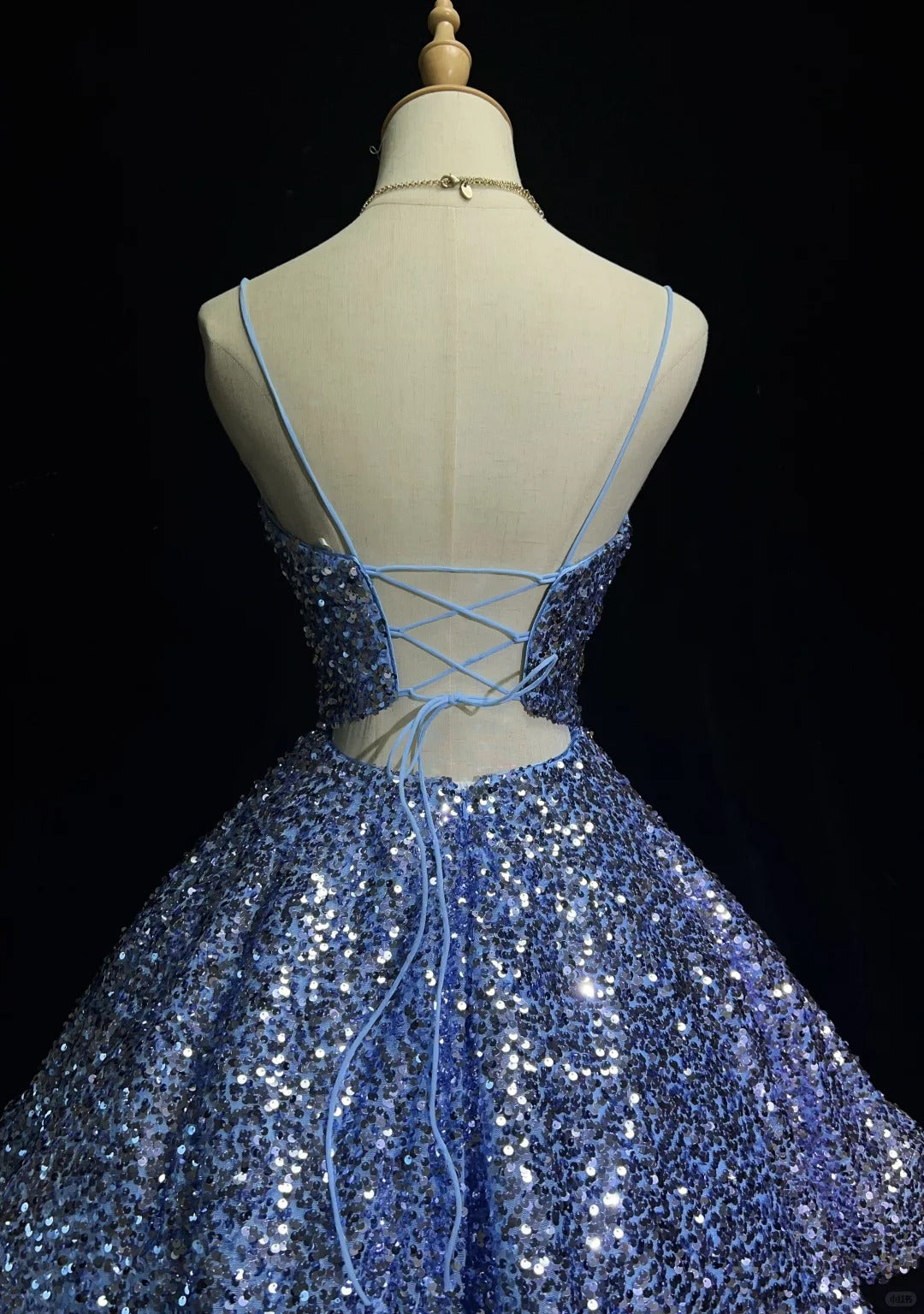 Robe de soirée courte bleue brillante à paillettes pour princesse, tenue de bal, de soirée, de soirée sur glace, Elsa's Ice Party gh4367