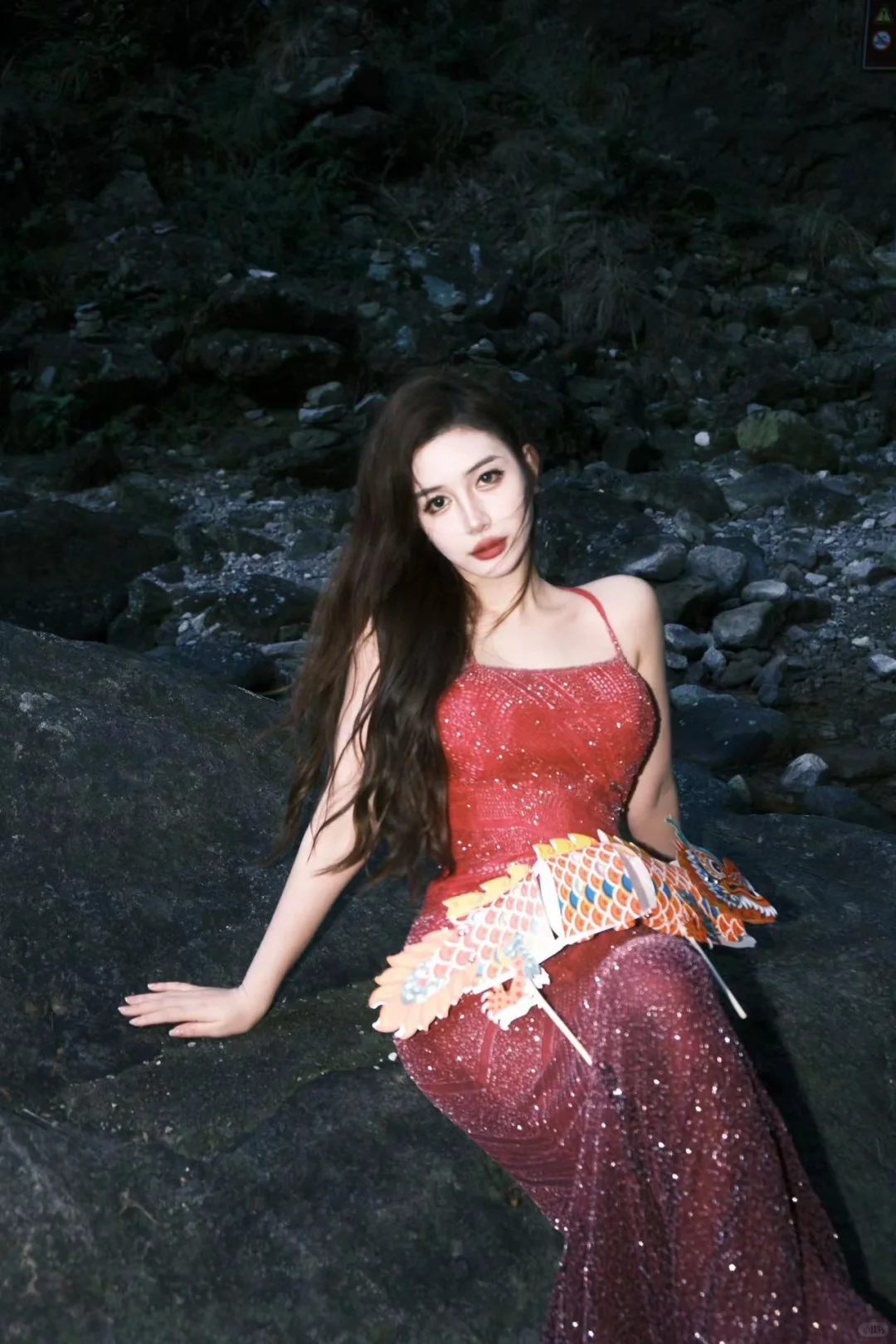 Red Burgundy Ombre Sequin Mermaid Long Evening Gown Spaghetti Straps Prom Dress gh9855