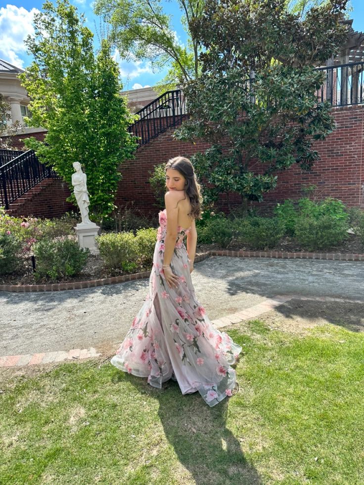 Robe de soirée longue en mousseline de soie, élégante et florale, rose, à la mode, pour invité de mariage, robe de bal, gh3770