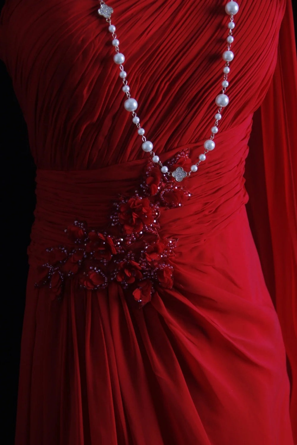 Rotes langes Tüll-Abendkleid gh6852