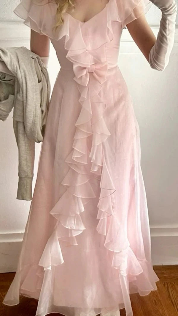 Rosa süßes langes Tüll Ballkleid Abendkleid Weihnachtsfeierkleid gh3261