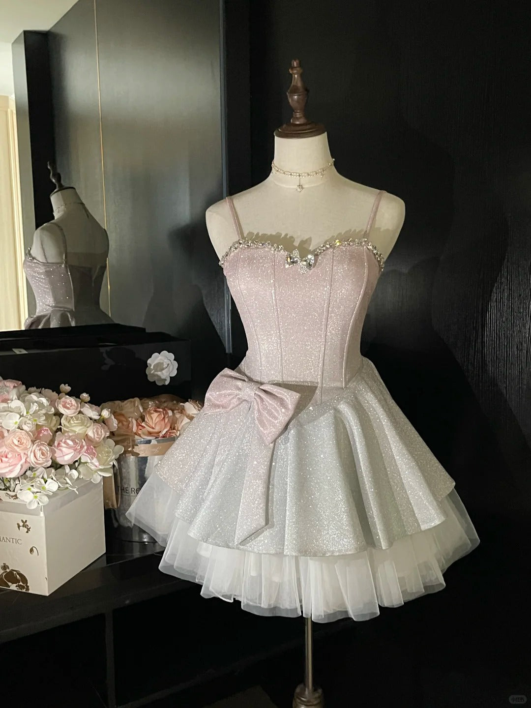 Pink Sparkle Princess Barbie Short Satin Homecoming Dress Prom Gown gh –  girlhomeshops