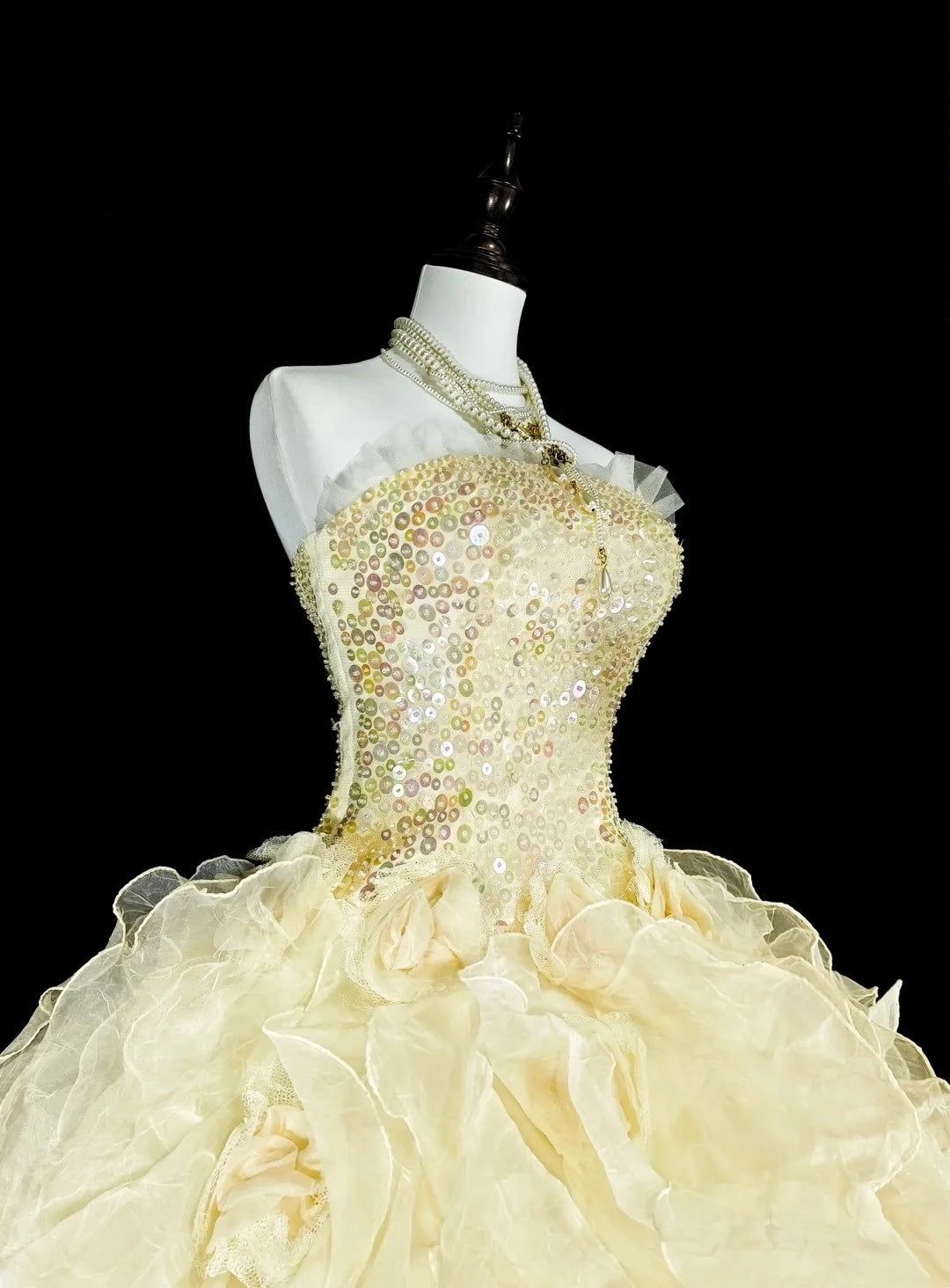 girlhomeshops - Robe de bal longue de princesse en tulle jaune, robe d'anniversaire, robe de remise de diplôme gh6137