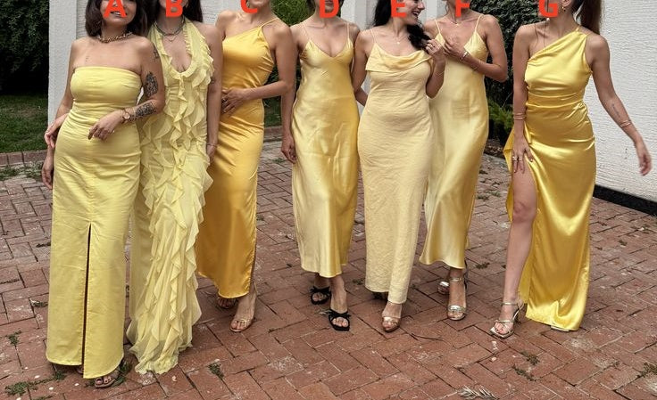 girlhomeshops-Gelb Elegante Einfache Lange Chiffon Satin Brautjungfer Kleid gh5953