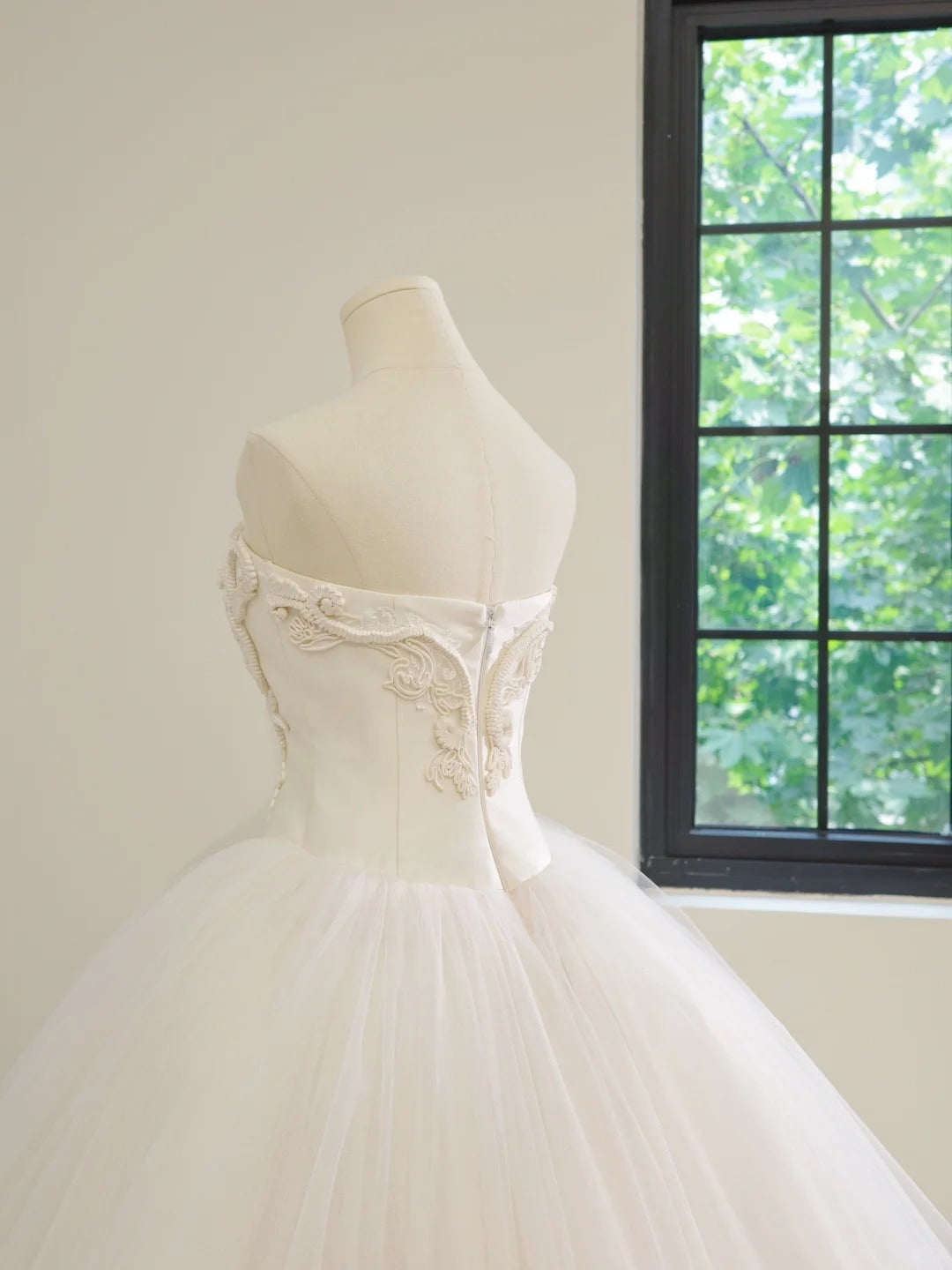 Girlhomeshops - Weißes, modisches, langes Tüll-Ballkleid, Abendkleid, Brautkleid, gh5059