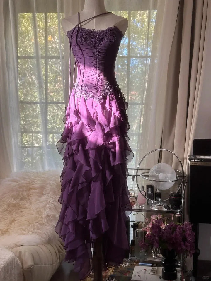 romantic party dress Purple Ruffle Chiffon Sleeveless Long Elegant Ball Gown Eveni – girlhomeshops Color:TAN LEATHER Tommy Bahama Two Palms while retaining a light exempt
