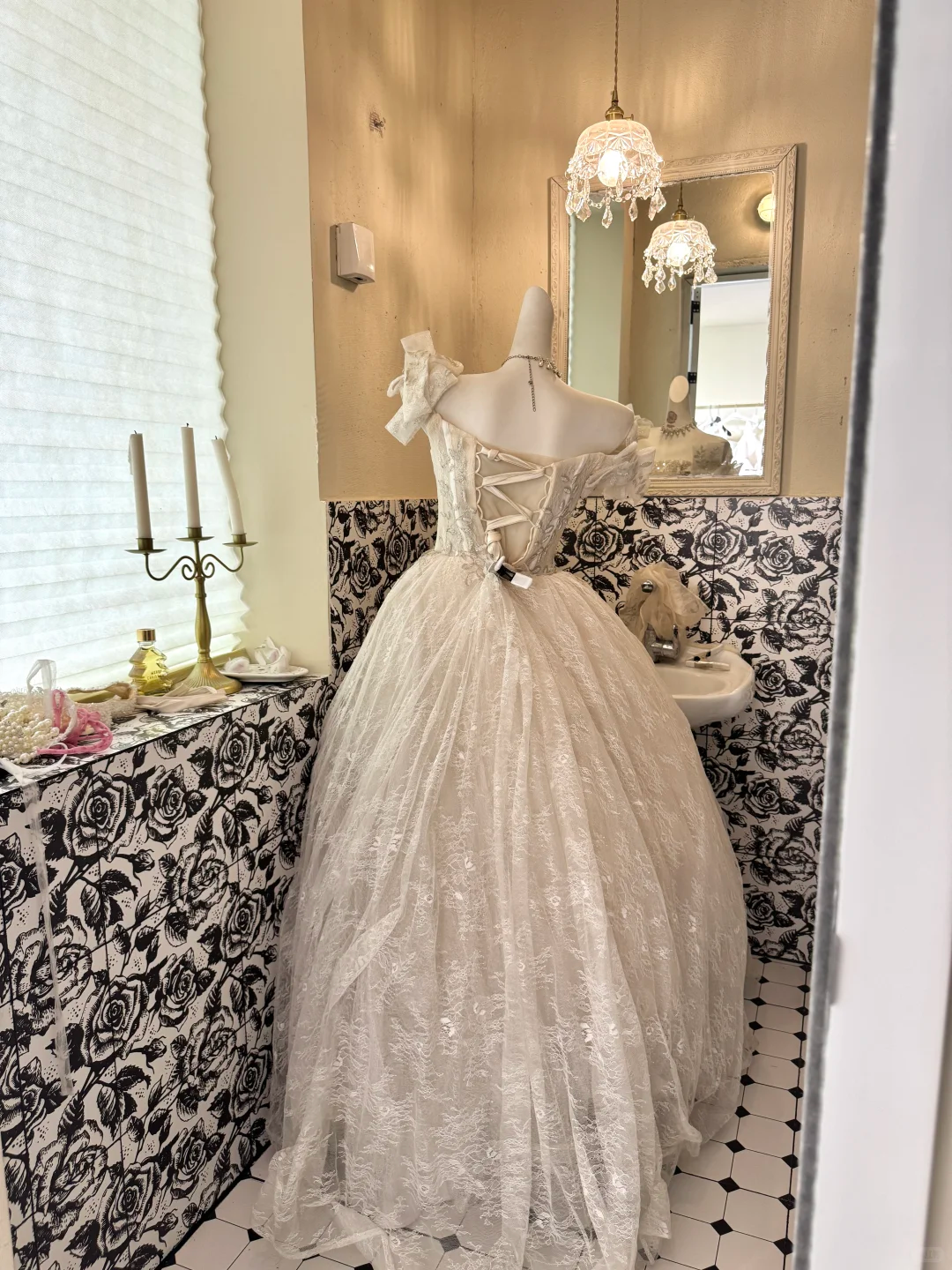 Ivory Bow Spaghetti Straps, Cinched Waist, Sequined Voluminous Skirt Long Romantic Dress, Wedding Gown gh7781
