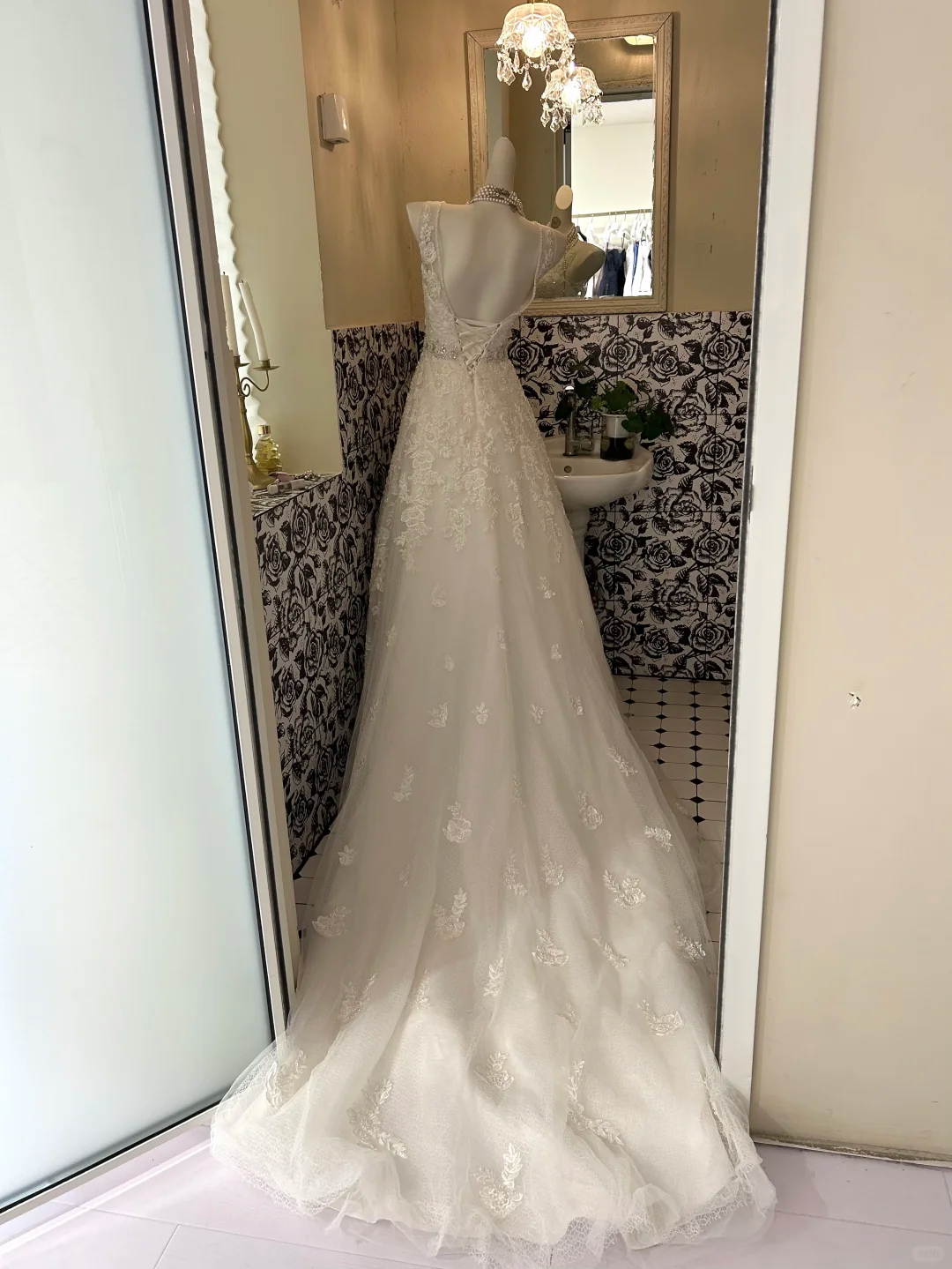 Ivory Sleeveless Waist-Cinched Lace A-Line Long Romantic Dress, Wedding Gown gh7676
