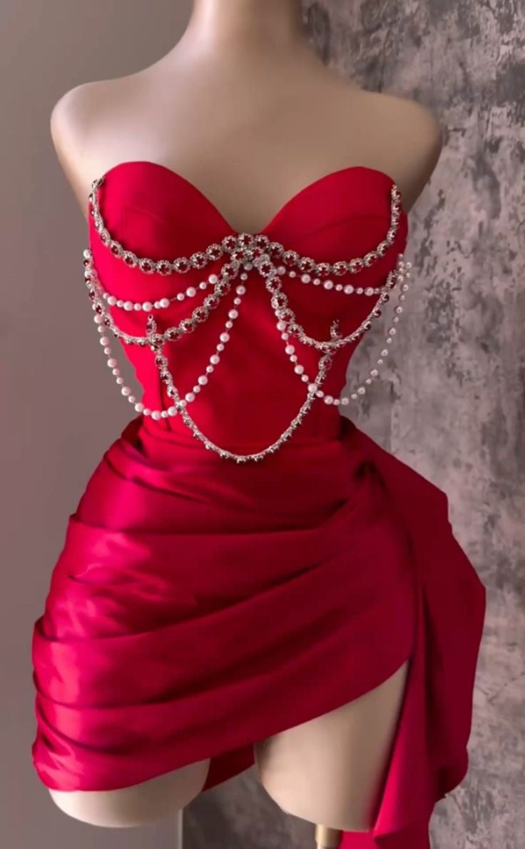 Robe de bal courte en satin noir à perles, robe d'anniversaire, gh4931
