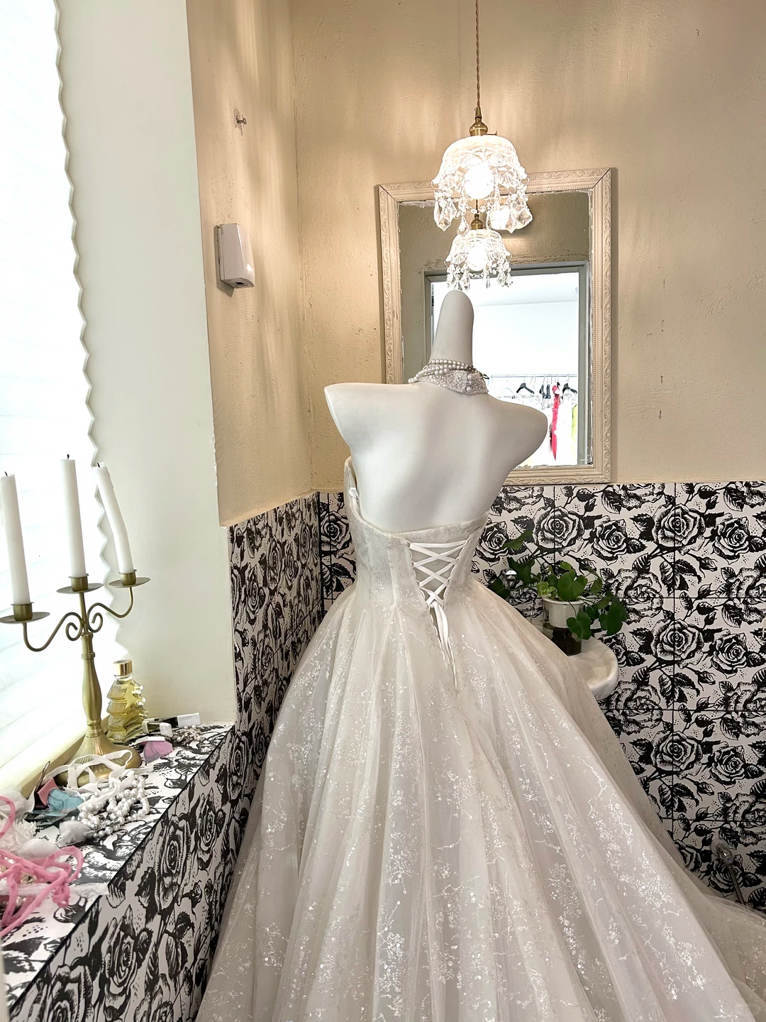 Ivory Strapless Minimalist Waist-Cinched Full Flared Long Romantic Dress, Wedding Gown gh7673