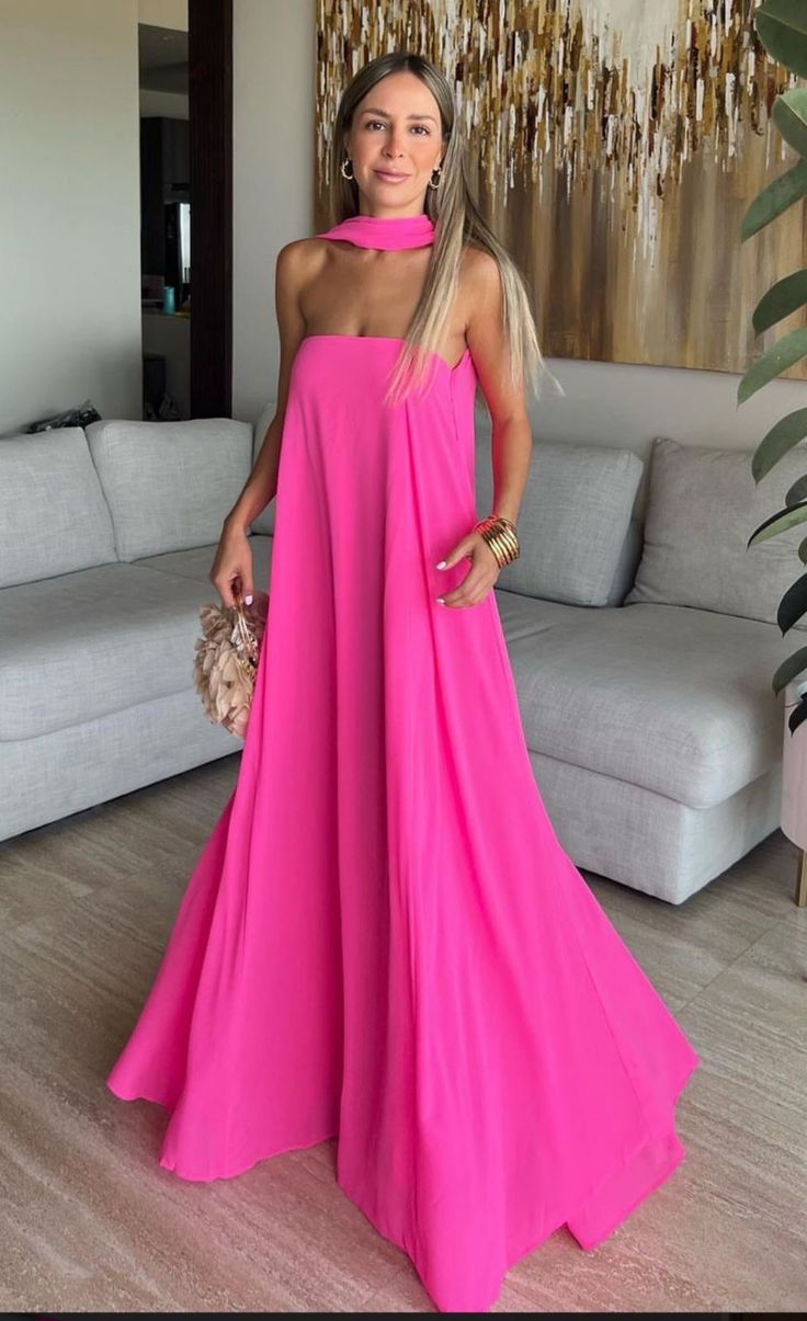 Rosa Mode Einfache A-linie Lange chiffon Ballkleid Abendkleid Party Kleid mit Band gh3357