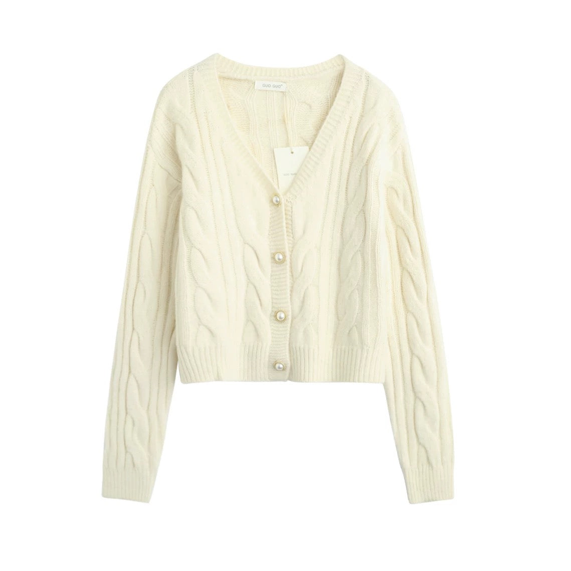 Pull cardigan tricoté à boutons avec bijoux artificiels, mode automne et hiver 7461