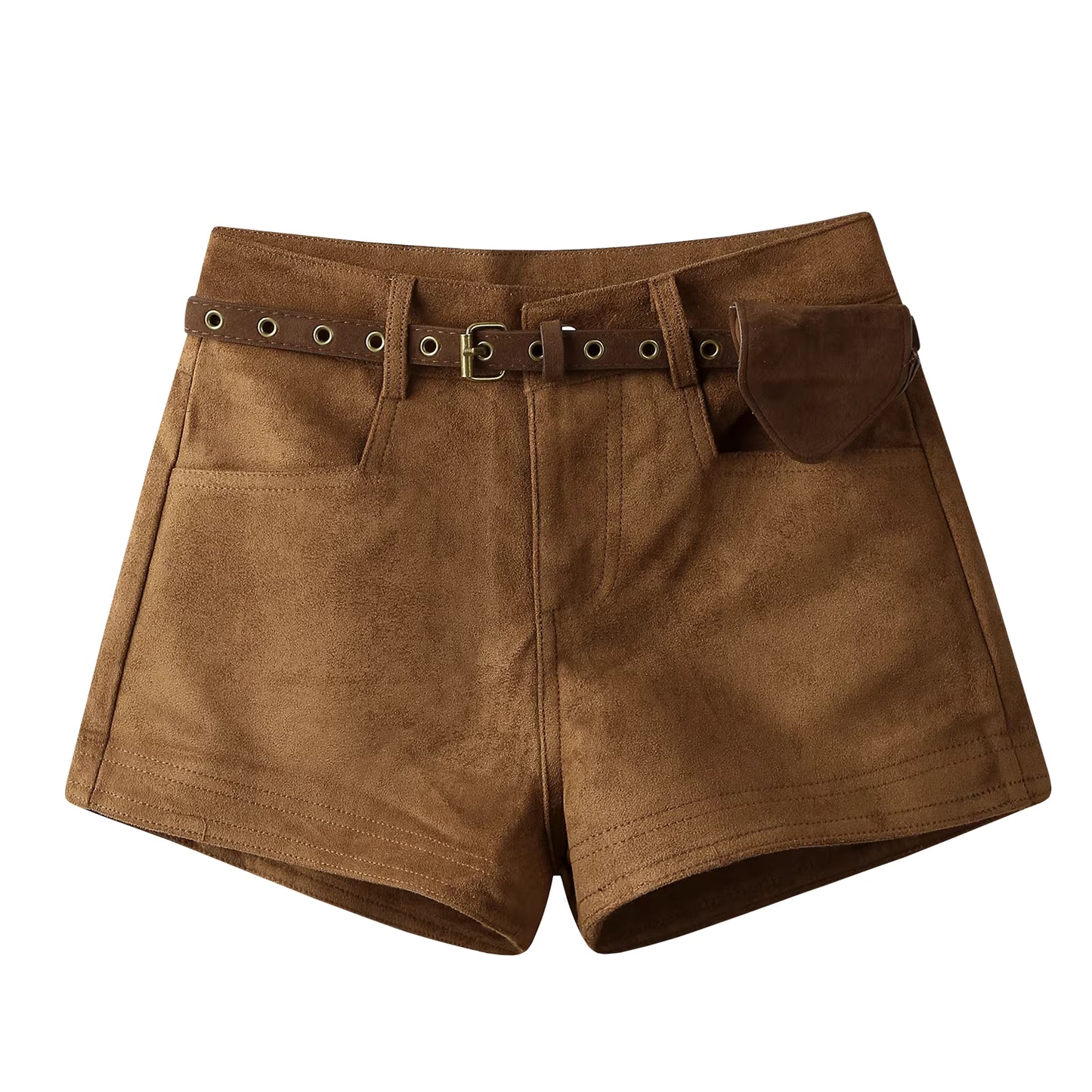 Amerikanische Wildleder-Shorts im Retro-Stil für Damen in großen Größen, neuer Herbst-/Winter-Look, hochgeschnitten, figurformend, lässige A-Linien-Bootcut-Hose. 11416