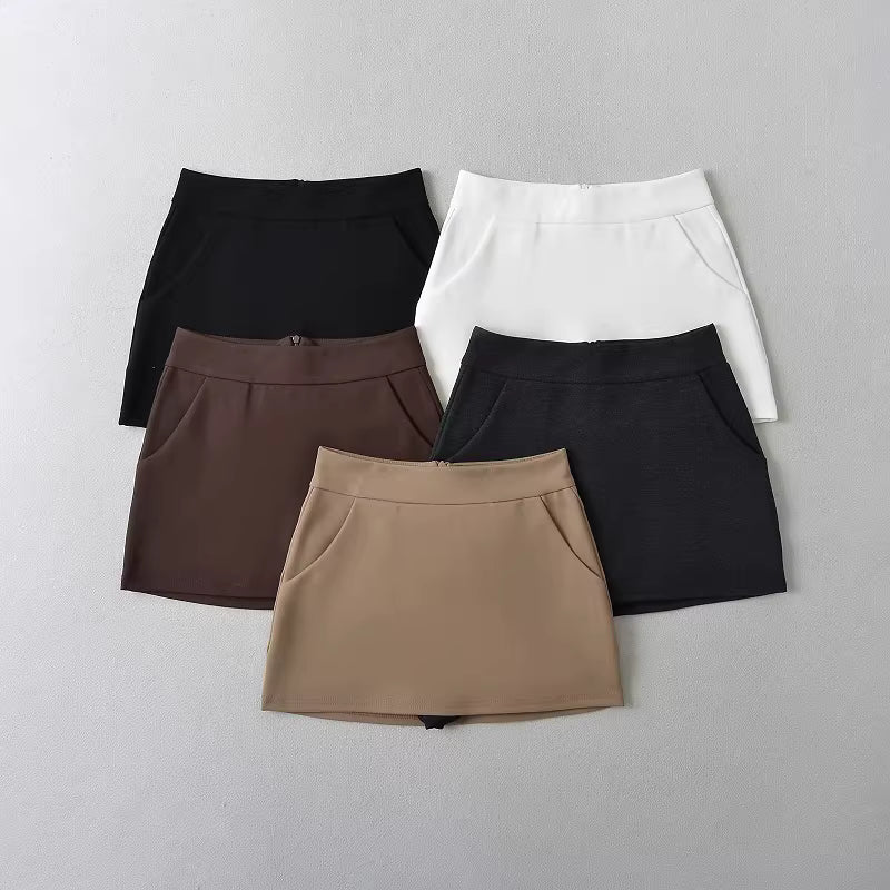 Elegant white minimalist midi skirt for women, summer tight-fitting bodycon skirt, high-waisted, perfect for petite and sexy women. 11437