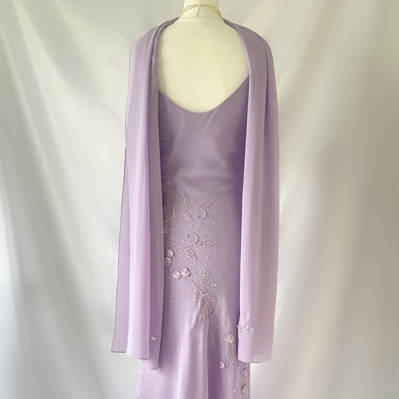 Lila mode edel ziemlich exquisite perlen lange chiffon rüschen ballkleid abendkleid partykleid gh3547