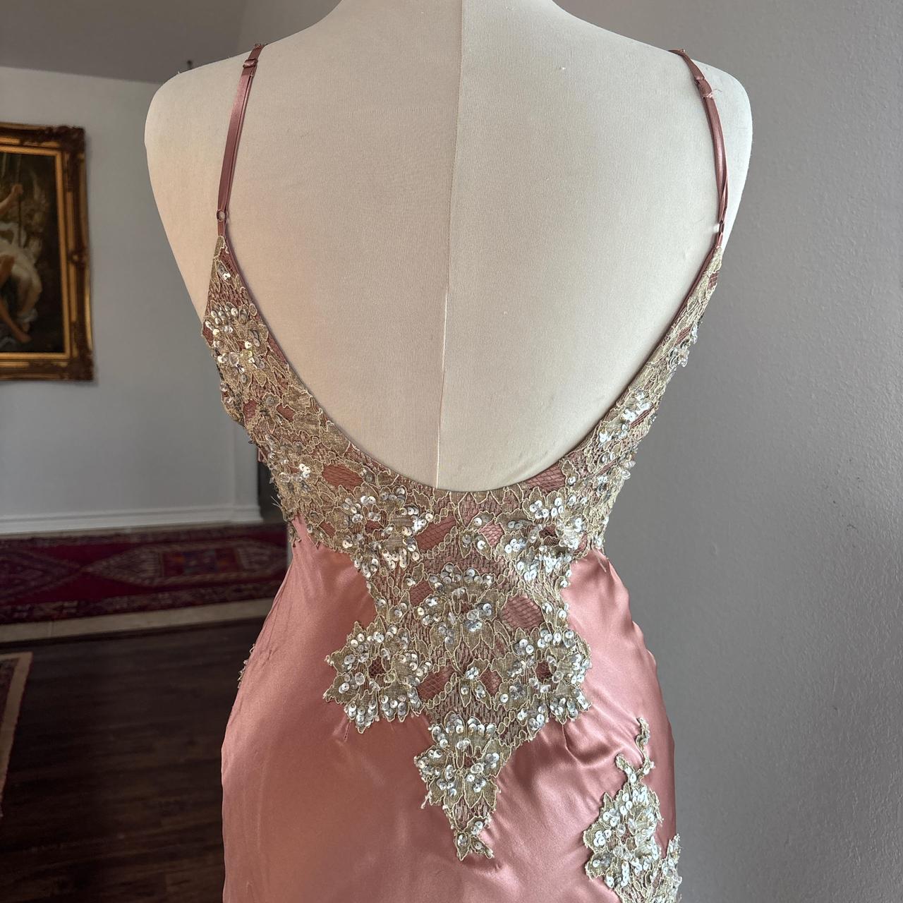 Rosa Blumen Pailletten Elegante Lange Satin Ballkleid Abendkleid Partykleid gh4570